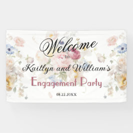 Lona BANNER Elegant Floral Engagement Party Welcome 