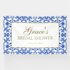 Lona Banner elegante de estilo italiano azul y blanco