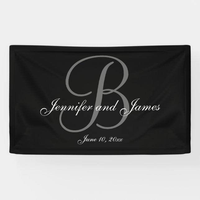 Lona Banner elegante del Boda del Monograma B (Horizontal)