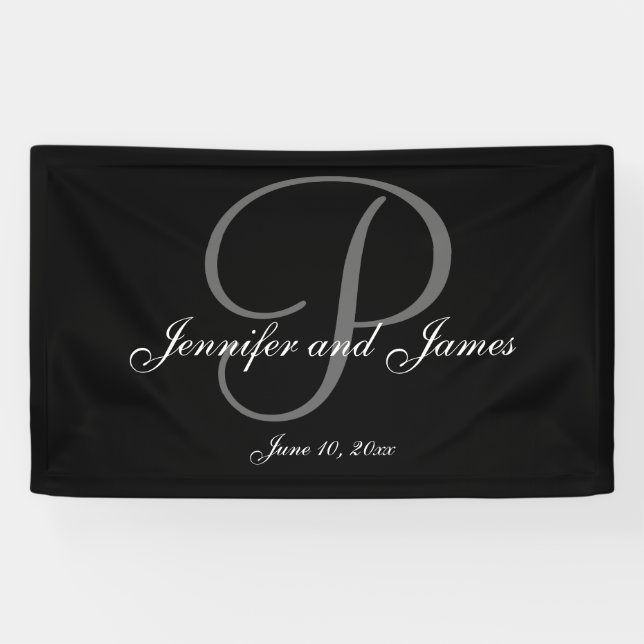 Lona Banner elegante del Boda del Monograma P (Horizontal)
