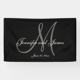 Lona Banner elegante monograma M Boda