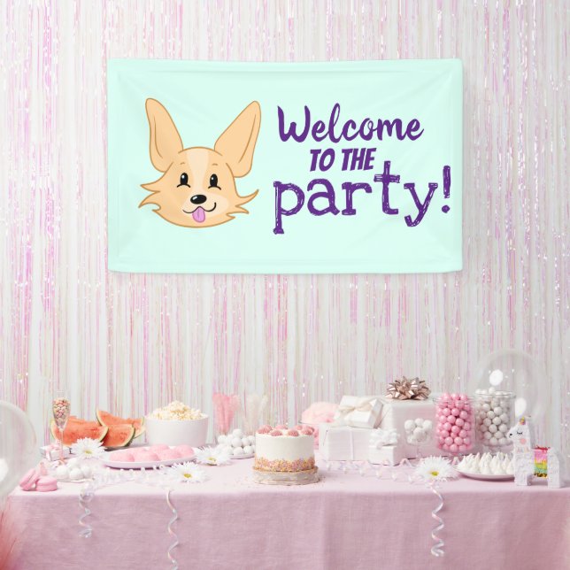 Lona Banner Fiesta de Corgi Cute (Fiesta)