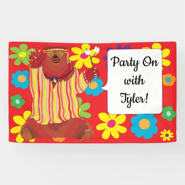 Lona Banner Fiesta de oso Groovy (Horizontal)