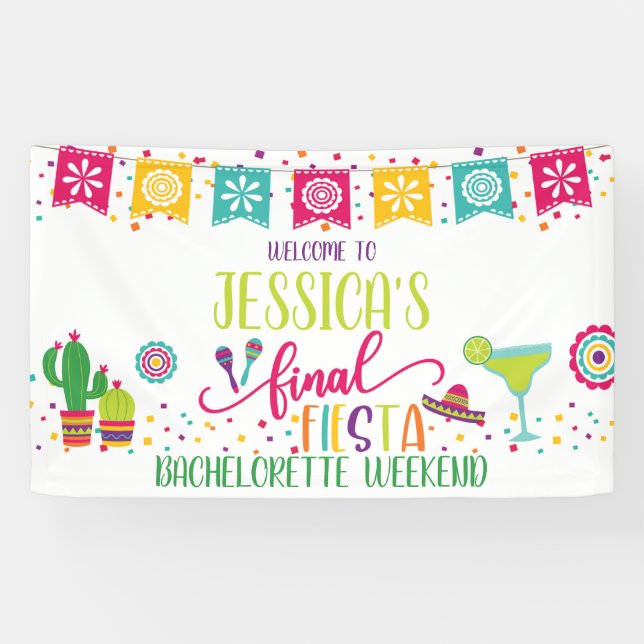 Lona Banner final de Fiesta Bachelorette Party (Horizontal)