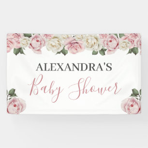 Lona Banner floral de Baby Shower - Manejo por banner