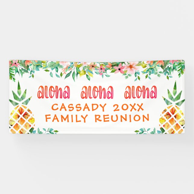 Lona Banner floral de piña tropical para Reunión famili (Horizontal)