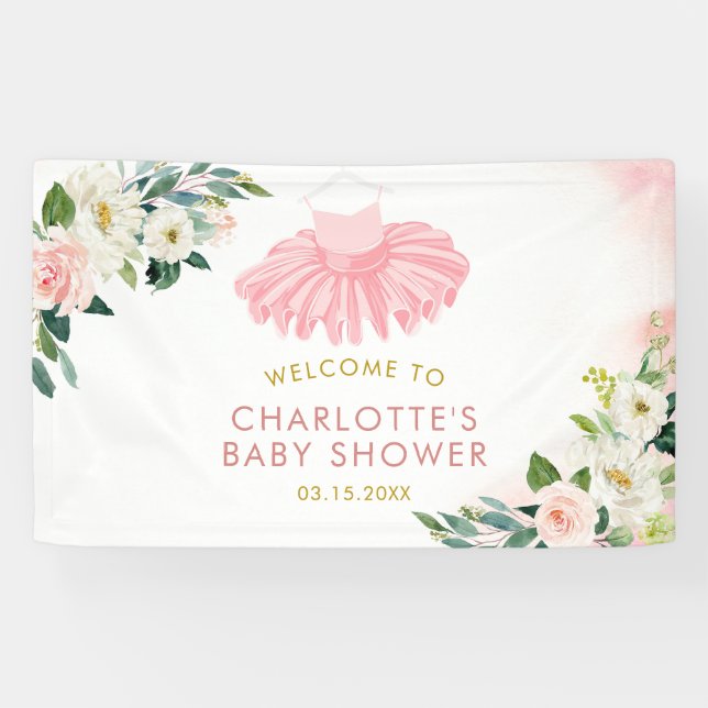 Lona Banner grande de Ballerina Tutu Baby Shower (Horizontal)