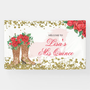 Lona Banner grande de Rosa Roja Mexicana Mis Quince