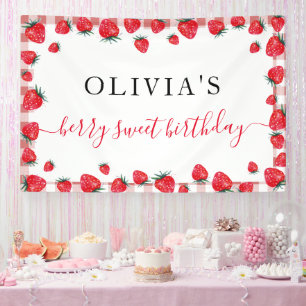 Lona Banner grande del Partido Birthday de Strawberry G