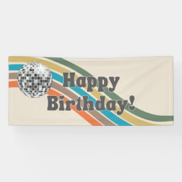 Lona Banner Groovy Happy Birthday