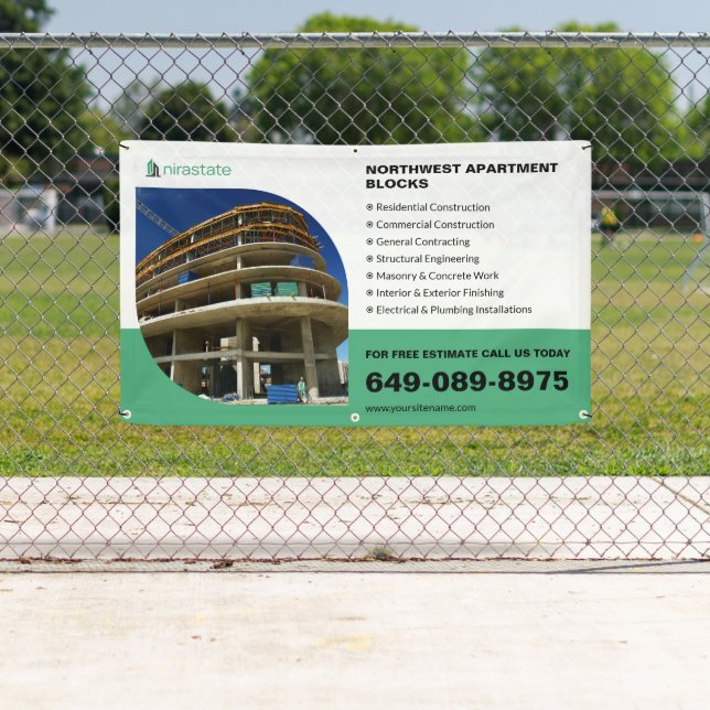 Lona Banner informativo de empresa de construcción (In situ)