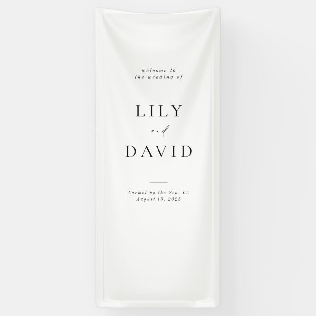 Lona Banner minimalista elegante de bienvenida Boda Vin (Vertical)