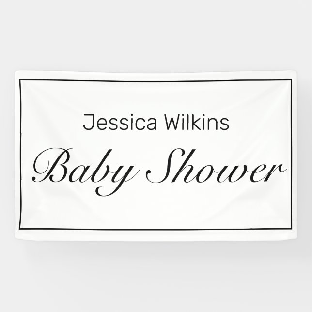 Lona Banner moderno negro Minimalista de Baby Shower (Horizontal)