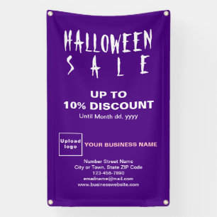 Lona Banner morado de ventas de Halloween Descuento de 