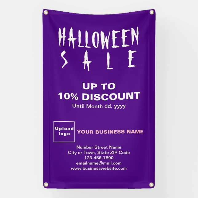 Lona Banner morado de ventas de Halloween Descuento de  (Vertical)