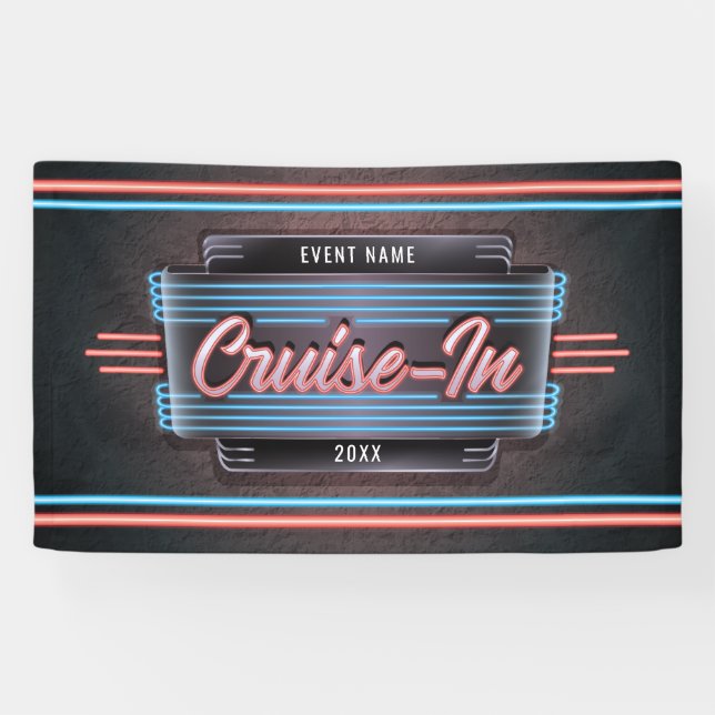 Lona Banner Neon Cruise In (Horizontal)