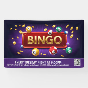 Lona Banner nocturno de Bingo PTO