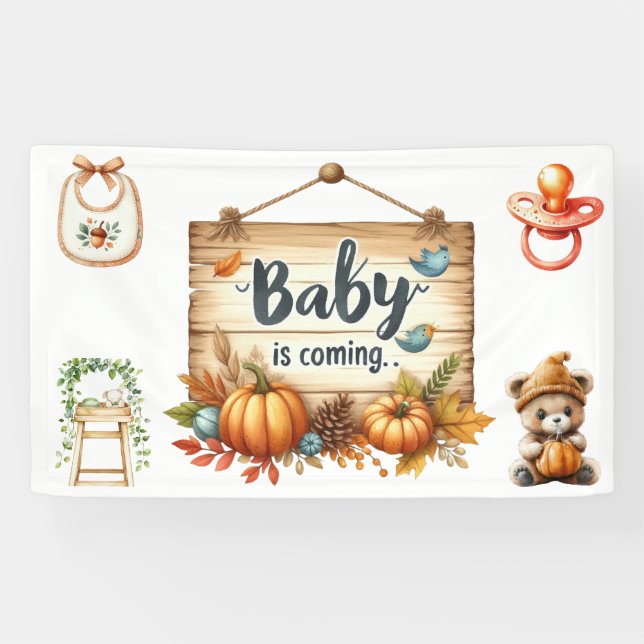 Lona Banner-otoño Baby Shower Banner-3 x 5 pies (Horizontal)