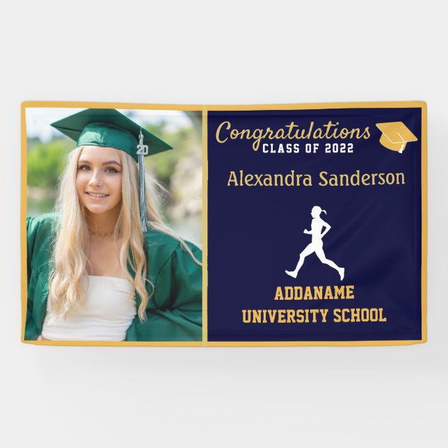 Lona Banner para graduados de Blue Gold Felicitaciones  (Horizontal)