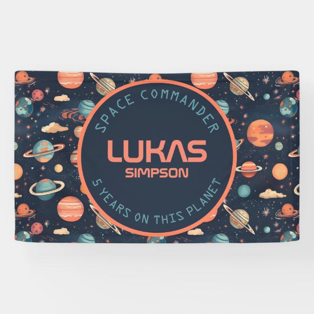 Lona Banner personalizable de fiesta de espacio - Añade (Horizontal)