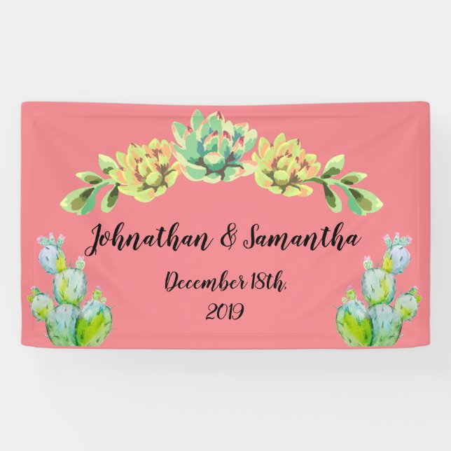 Lona Banner personalizado de 3'x5' Bohemian Cactus Succ (Horizontal)