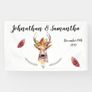 Lona Banner personalizado de 3'x5' Boho Deer Buck Head 