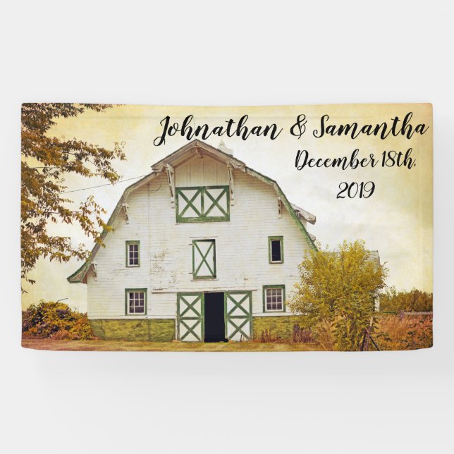Lona Banner personalizado de 3'x5' Sunset Barn Country  (Horizontal)