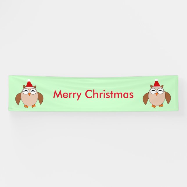 Lona Banner personalizado de búho de Navidades pequeños (Horizontal)