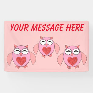 Lona Banner Personalizado de Lechuza de Amo Rosa