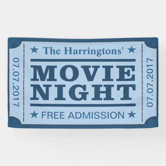 Lona Banner personalizado de nombre y fecha de "Movie T (Horizontal)