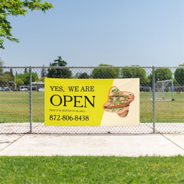 Lona Banner personalizado de restaurante abierto (in situ)
