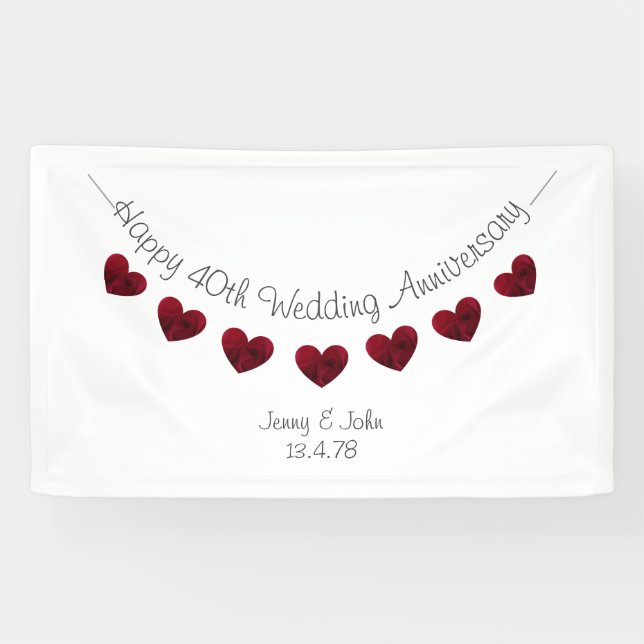 Lona Banner personalizado del 40 aniversario del Boda d (Horizontal)
