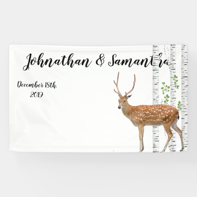 Lona Banner personalizado XMAS Deer Doe Woodland B (Horizontal)