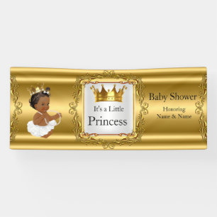 Lona Banner Princess Baby Shower Gold Ethnic