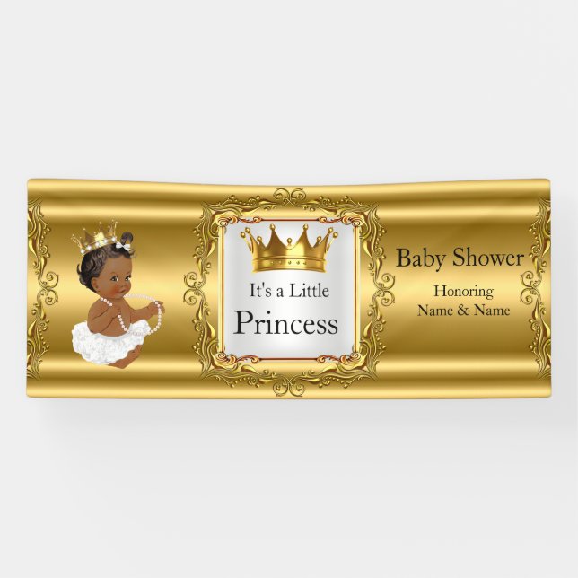 Lona Banner Princess Baby Shower Gold Ethnic (Horizontal)
