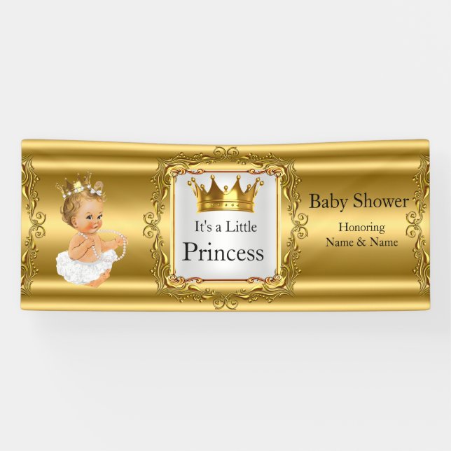 Lona Banner Princess Baby Shower Gold White Blonde Chic (Horizontal)
