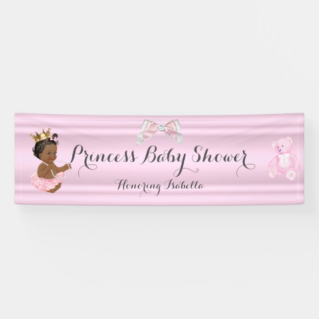 Lona Banner Princess Baby Shower Pink Ethnic (Horizontal)