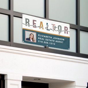 Lona Banner promocional de agente inmobiliario moderno