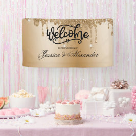 Lona Banner Purpurina de goteo de oro personalizado
