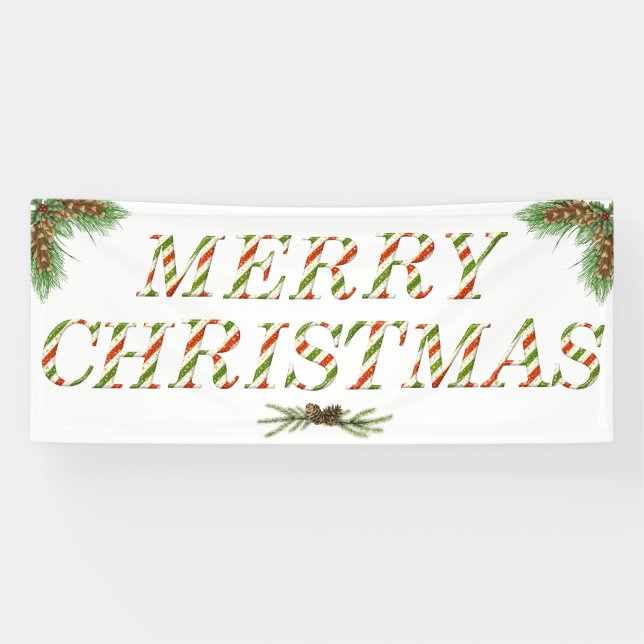 Lona Banner rojo, verde y blanco de Feliz Navidad (Horizontal)