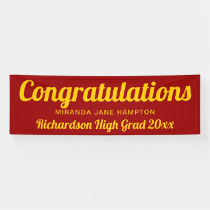 Lona Banner rojo y oro de graduación