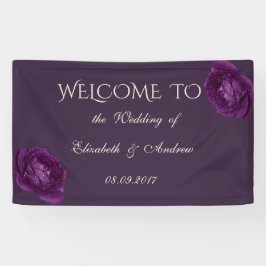 Lona Banner romántico elegante Boda Rosas púrpura