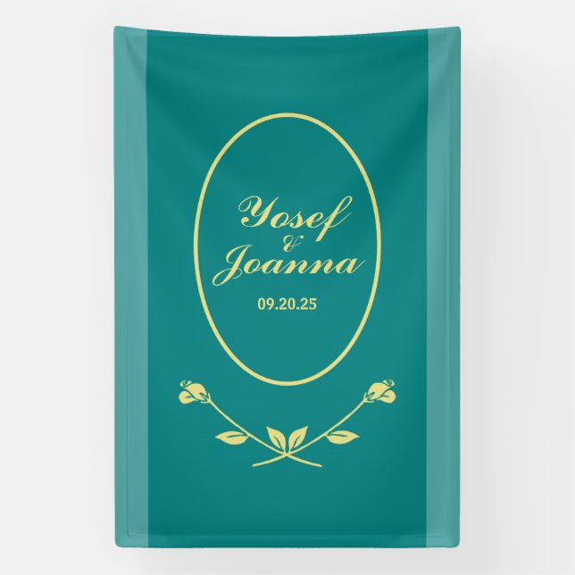 Lona Banner Rosa Boda verde azulado (Vertical)