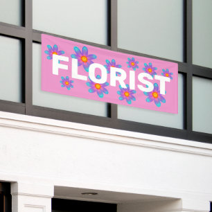 Lona Banner rosa de flores coloridas FLORISTAS