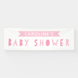 Lona Banner rosa moderno de Baby Shower