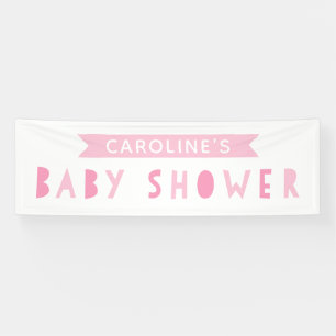 Lona Banner rosa moderno de Baby Shower