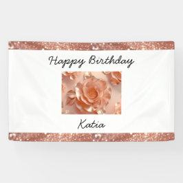 Lona Banner Rosa Rosa de oro personalizado elegante