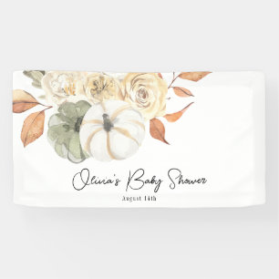 Lona Banner ruso de Baby Shower de la calabaza otoñal