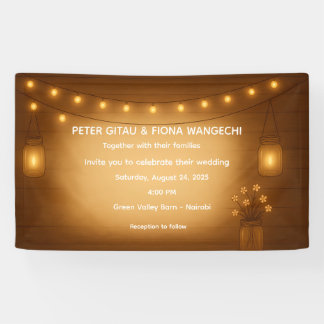 Lona Banner ruso de Boda Mason Jar con cadenas