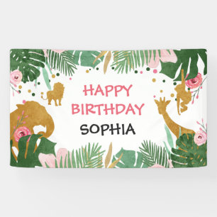 Lona Banner salvaje de un cumpleaños Safari Jungle Anim